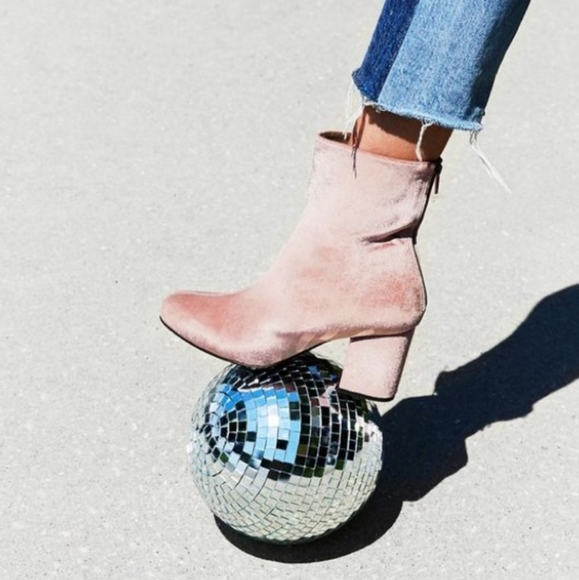 Free People Cecile Velvet Block Heel Boots NEW - Picture 5 of 6